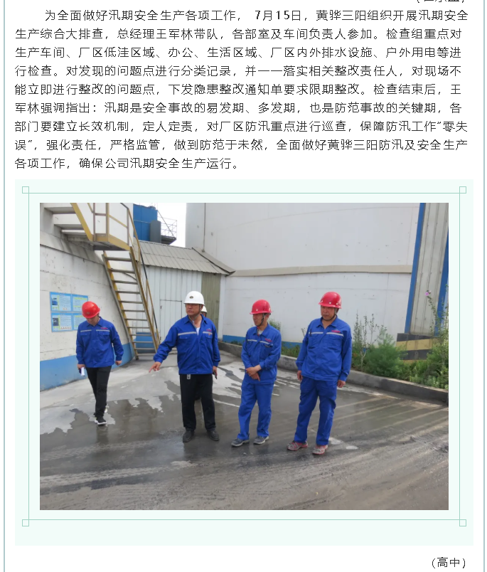 集團(tuán)公司、黃驊三陽(yáng)、魯中水泥組織防汛安全檢查2