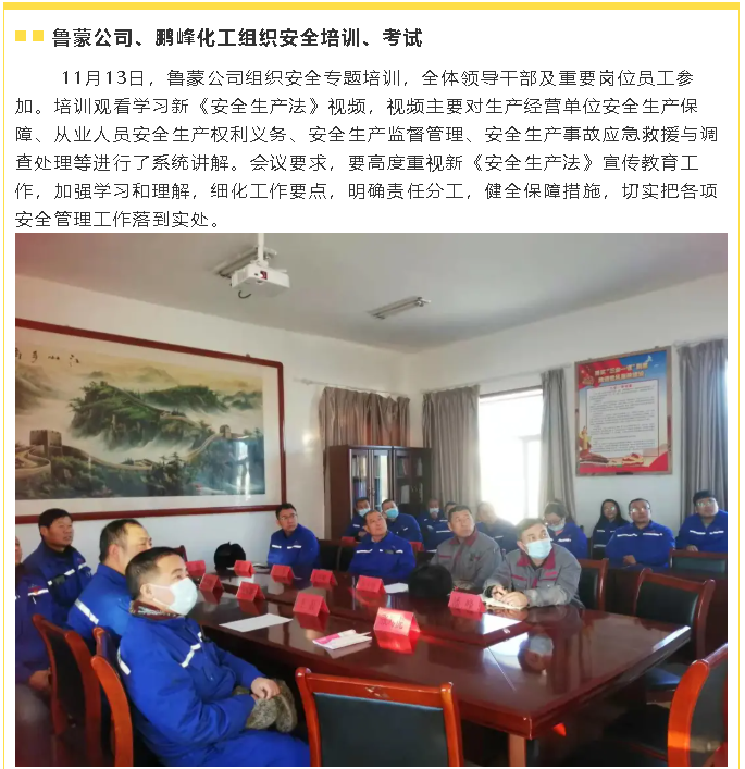 魯蒙公司、鵬峰化工組織安全培訓(xùn)、考試8